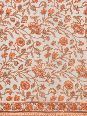 Shree Suchitra Orange designer  cotton printed  saree & blouse piece set 6