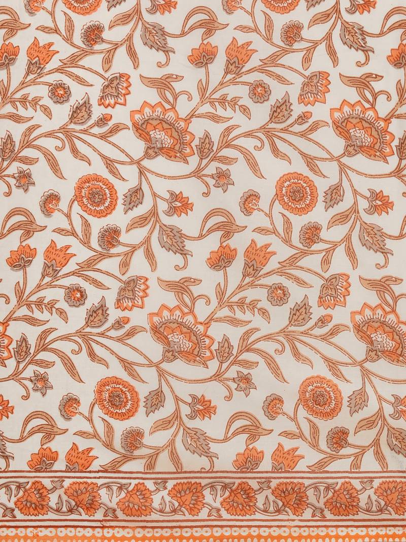 Shree Suchitra Orange designer  cotton printed  saree & blouse piece set