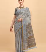 Shree Suchitra coffee designer  cotton printed  saree & blouse piece set