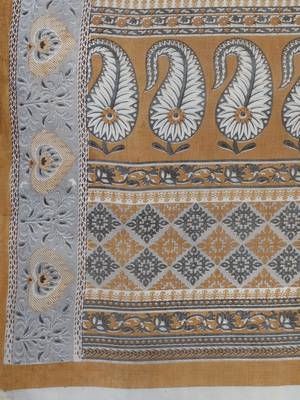 Shree Suchitra coffee designer  cotton printed  saree & blouse piece set 5