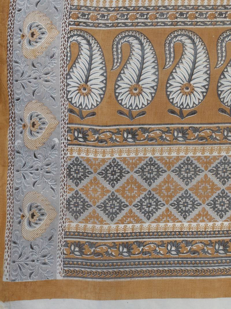 Shree Suchitra coffee designer  cotton printed  saree & blouse piece set