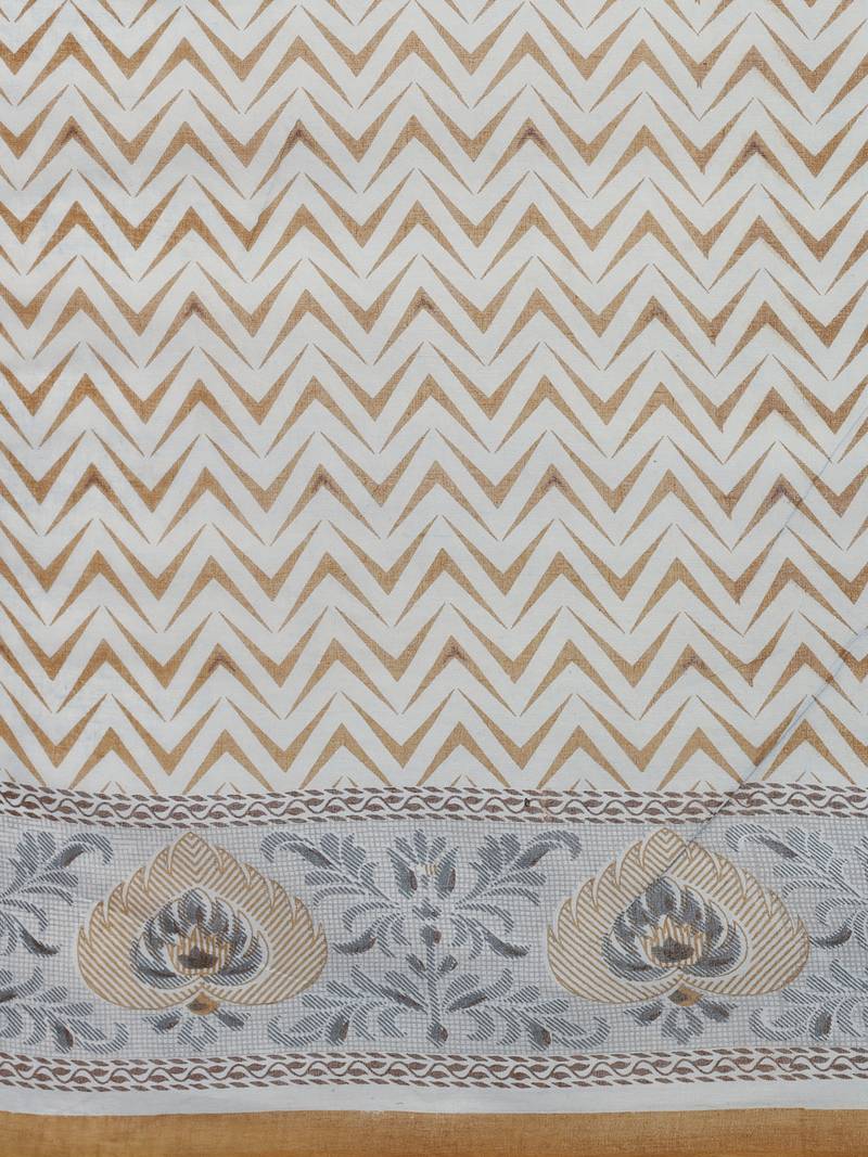 Shree Suchitra coffee designer  cotton printed  saree & blouse piece set