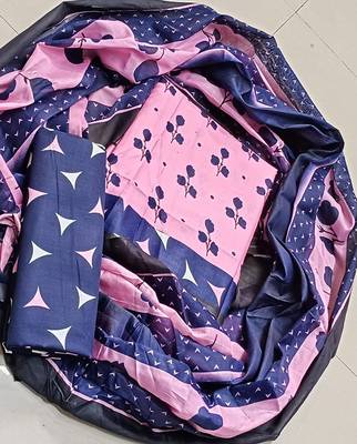 pink Cotton Geometric Printed Unstitched Salwar Suit Material 3