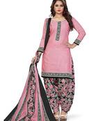 pink Cotton Geometric Printed Unstitched Salwar Suit Material