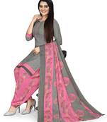 grey Cotton Geometric Printed Unstitched Salwar Suit Material