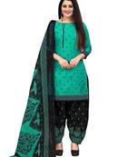 blue Cotton Geometric Printed Unstitched Salwar Suit Material