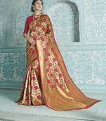 Gold woven banarasi silk saree with blouse