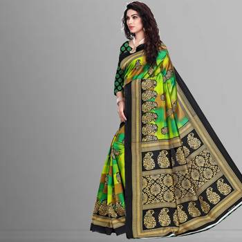 multicolor printed art silk saree with blouse combo pack of 2 saree 2