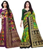multicolor printed art silk saree with blouse combo pack of 2 saree