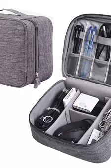 Atorakushon    Electronics Accessories Organizer Bag Carry Gadget Travel Case for Portable Zippered Pouch Grey pack of 1