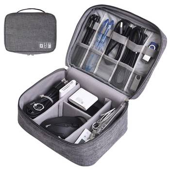 Atorakushon    Electronics Accessories Organizer Bag Carry Gadget Travel Case for Portable Zippered Pouch Grey pack of 1 5