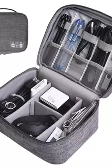 Atorakushon    Electronics Accessories Organizer Bag Carry Gadget Travel Case for Portable Zippered Pouch Grey pack of 1