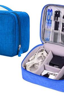 Atorakushon    Electronics Accessories Organizer Bag Carry Gadget Travel Case for Portable Zippered Pouch Blue pack of 1