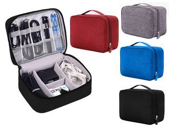 Atorakushon    Electronics Accessories Organizer Bag Carry Gadget Travel Case for Portable Zippered Pouch Blue pack of 1 4