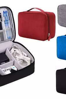 Atorakushon    Electronics Accessories Organizer Bag Carry Gadget Travel Case for Portable Zippered Pouch Blue pack of 1