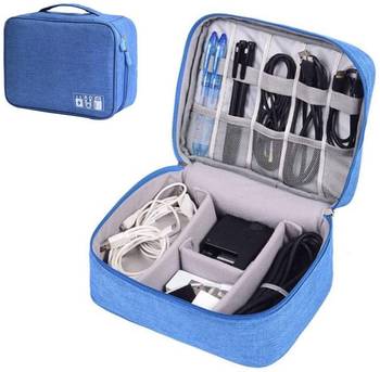 Atorakushon    Electronics Accessories Organizer Bag Carry Gadget Travel Case for Portable Zippered Pouch Blue pack of 1 5