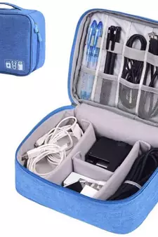 Atorakushon    Electronics Accessories Organizer Bag Carry Gadget Travel Case for Portable Zippered Pouch Blue pack of 1
