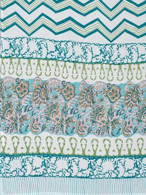 Women's Printed & lace Work Straight Cotton Light Aqua Kurta With Pant & Dupatta 7