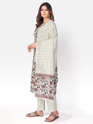 Women's Floral Print & gota patti Straight Cotton White Kurta With Pant & Dupatta 3