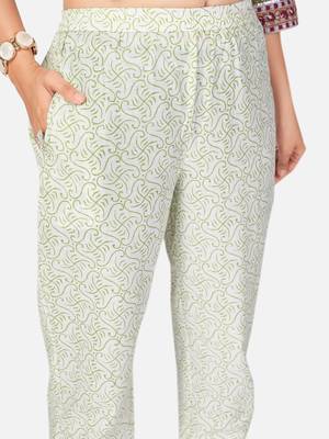 Women's Floral Print & gota patti Straight Cotton White Kurta With Pant & Dupatta 6
