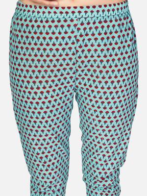 Women's Printed & sequience work Straight Cotton sky blue Kurta With Pant & Dupatta 6