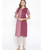 Purple khadi Cotton Straight Kurta with Striped Design