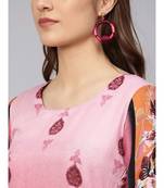 Pink Printed Straight Kurta with floral motifs