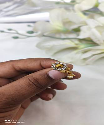 Traditional White Stone Nose Stud Nath with Pearls for Girls/Women 1