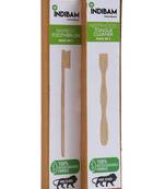 INDIBAM's includes 2 Pcs compostable brown bristles toothbrushes & 2 Pcs Neem wood tongue scrapers.