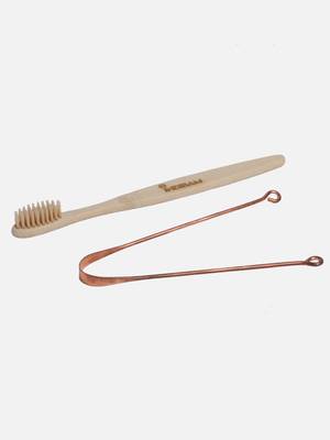 INDIBAM's includes 2 Pcs compostable brown bristles toothbrushes & 99.9% Pure Copper tongue scrapers. 5
