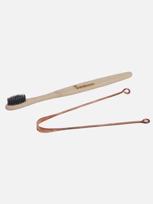 INDIBAM's includes 2 Pcs Charcoal activated black bristles toothbrushes & 2 Pcs 99.9% Pure Copper tongue scrapers 5