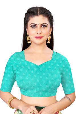 Navy Blue Colour Jacquard Saree With Blouse 3