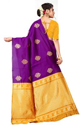 Purple Colour Soft Silk Saree With Blouse 2