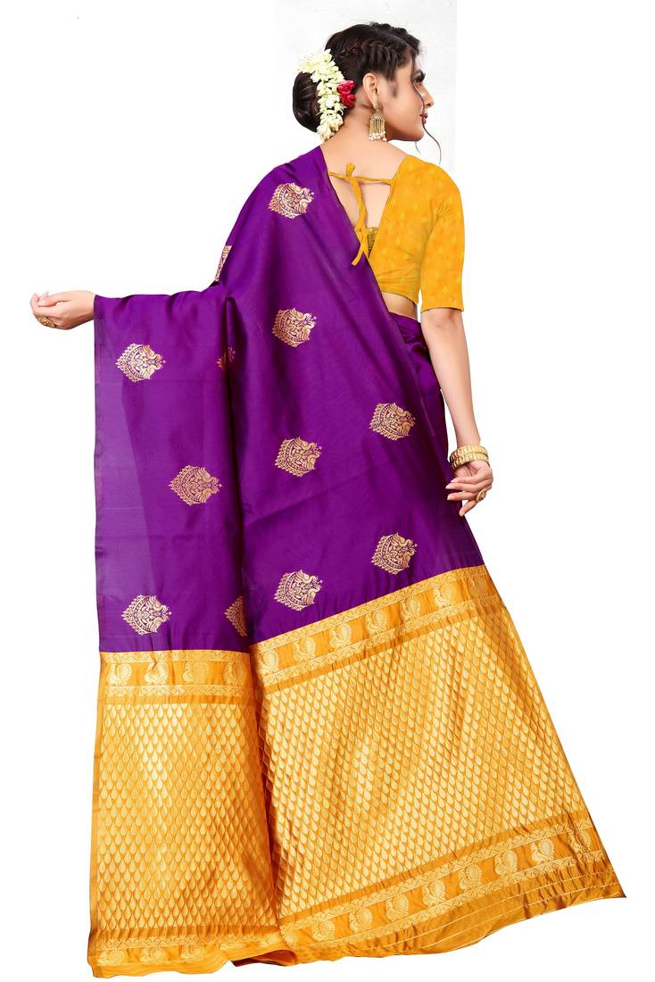 Purple Colour Soft Silk Saree With Blouse