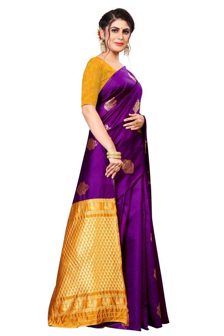 Purple Colour Soft Silk Saree With Blouse