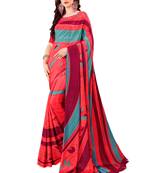 Maroon printed crepe saree with blouse