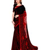 Maroon printed crepe saree with blouse