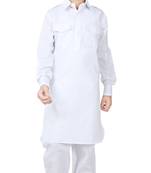 White Linen Cotton Kid Boy Pathani Kurta Pajama 