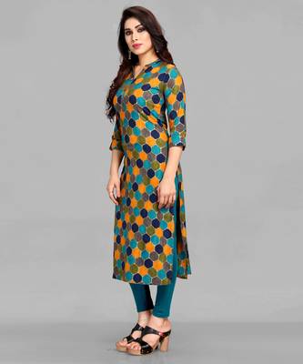 Multicolor printed rayon ethnic-kurtis 4