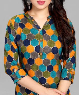 Multicolor printed rayon ethnic-kurtis 5