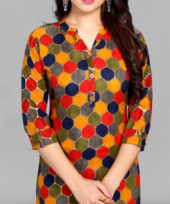 Multicolor printed rayon ethnic-kurtis 5