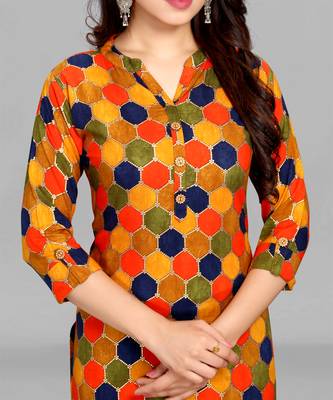 Multicolor printed rayon ethnic-kurtis 5