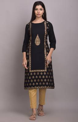 Black printed rayon ethnic-kurtis 1