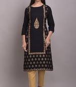 Black printed rayon ethnic-kurtis