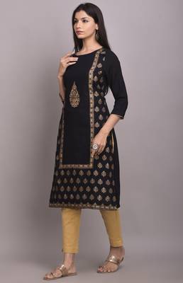 Black printed rayon ethnic-kurtis 3