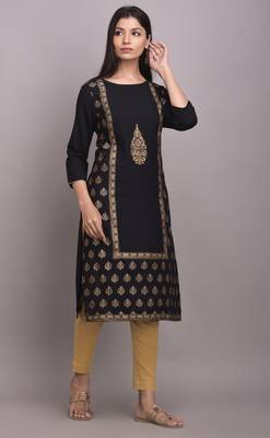 Black printed rayon ethnic-kurtis 4
