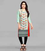 Sky-blue printed rayon ethnic-kurtis