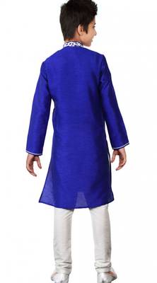 Long Sleeves Blue Art Silk Kid Boy Kurta Pajama  3