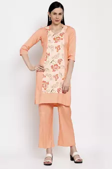 Orange handloom viscose rayon salwar
