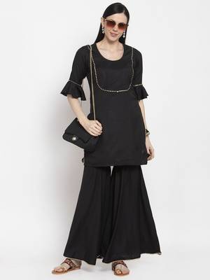 Black handloom viscose rayon salwar 1